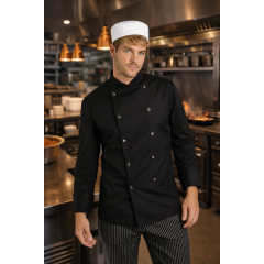 Kuchársky rondon Denny's Budget dlhý rukáv - farba čierna