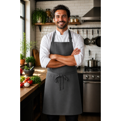 Denny's DP200 kuchárska zástera s trakmi tmavo šedá