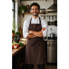 Denny's DP200 kuchárska zástera s trakmi tmavo hnedá