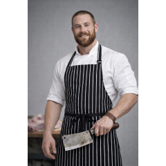 Dennys Le Chef DP50 mäsiarska zástera s trakmi pozdĺžne prúžkovaná čierna
