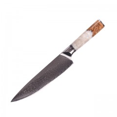 Marmiton Goro japonský damaškový nôž 21cm biela živice / Pakkawood VG10