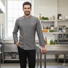 Kuchársky rondón dlhý rukáv Grosseto Giblor's - farba šedá