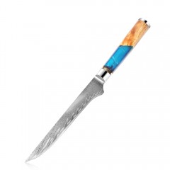 Marmiton Sachi japonský vykošťovací kuchársky damaškový nôž 15cm modrá živice VG10