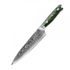 Marmiton Noriko japonský kuchársky damaškový nôž 20cm rukoväť zelená živice VG10