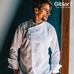 Giblor's Emanuel kuchařský rondón dlhý rukáv - farba biela