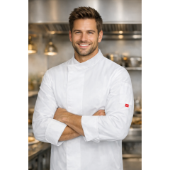 Toma 100 GRAMS kuchársky rondon dlhý rukáv biely pánsky dámsky