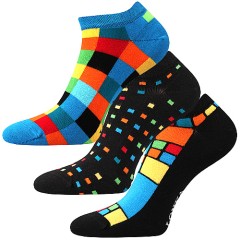 Lonka Weep bavlnené ponožky kocky nízke 3 páry pánske aj dámske farebné