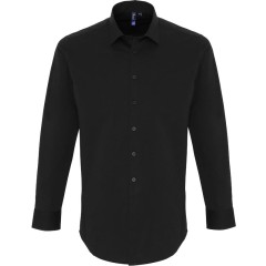 Premier PR244 popelínová pánska čisnická elastická košeľa s dlhým rukávom čierna