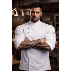 Giblor's Emanuel kuchársky rondón dlhý rukáv - farba biela