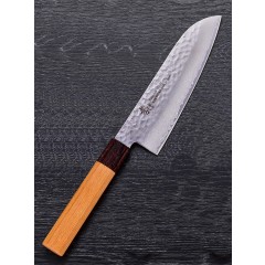 Sakai Takayuki Santoku 33 vrstiev damaškový japonský kuchársky nôž 17cm drevo zelkova