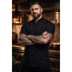 Giblor's Thiago kuchársky rondón krátky rukáv - farba čierna