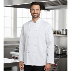 Denny's Budget kuchársky rondón dlhý rukáv - farba biela