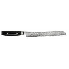 Yaxell Ran japonský damaškový nôž na pečivo 23cm čierna rukoväť micarta